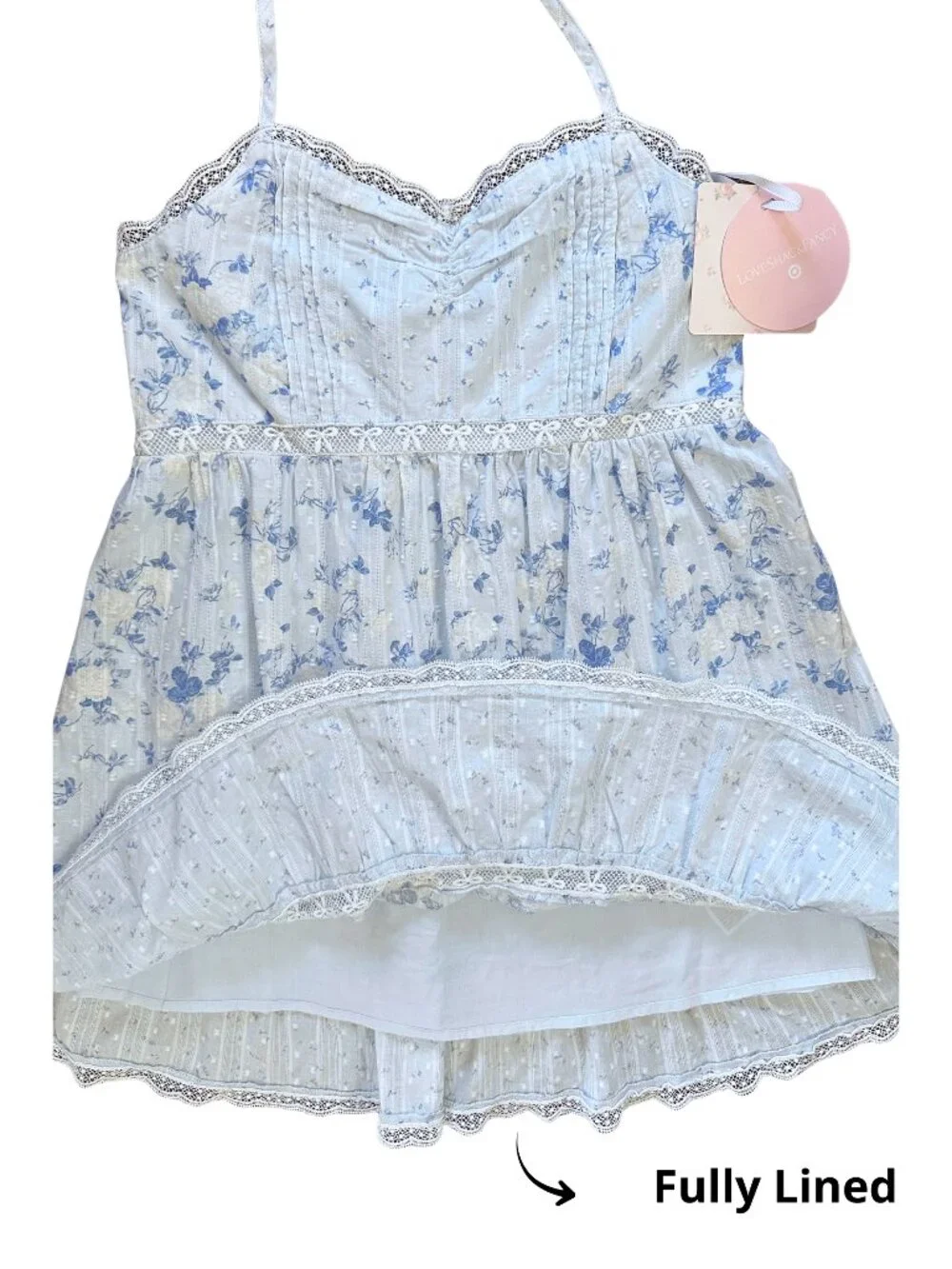 LoveShackFancy x Target Girls' Annabelle Budding Florals Halter Dress - Blue, 14